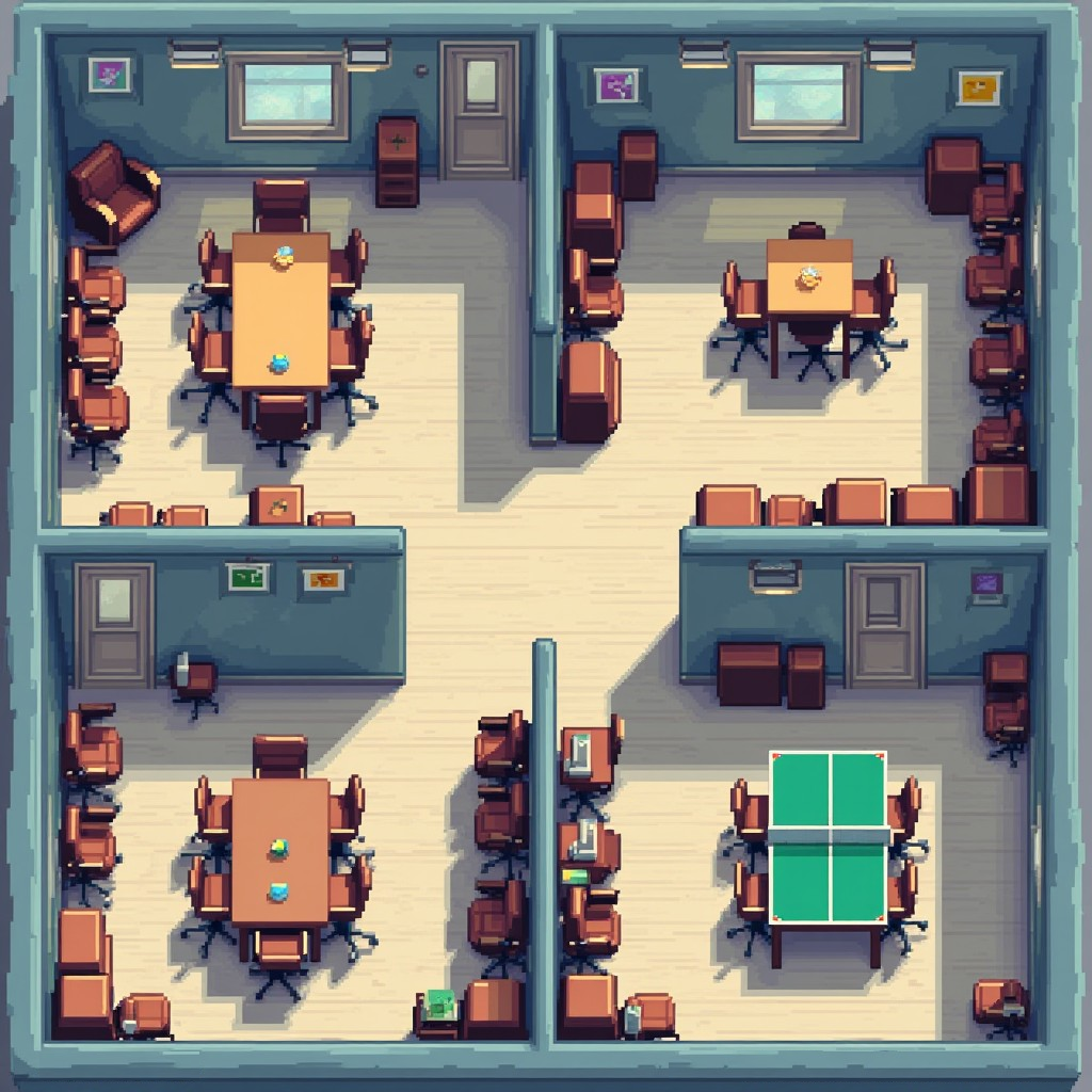 Mapa pixel art do escritório